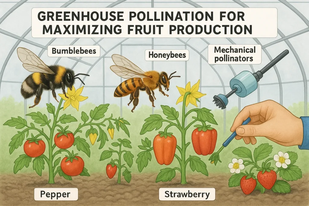 Master greenhouse pollination techniques to maximize fruit production for American growers. Learn methods for sustainable, year-round fruit cultivation in controlled environments.